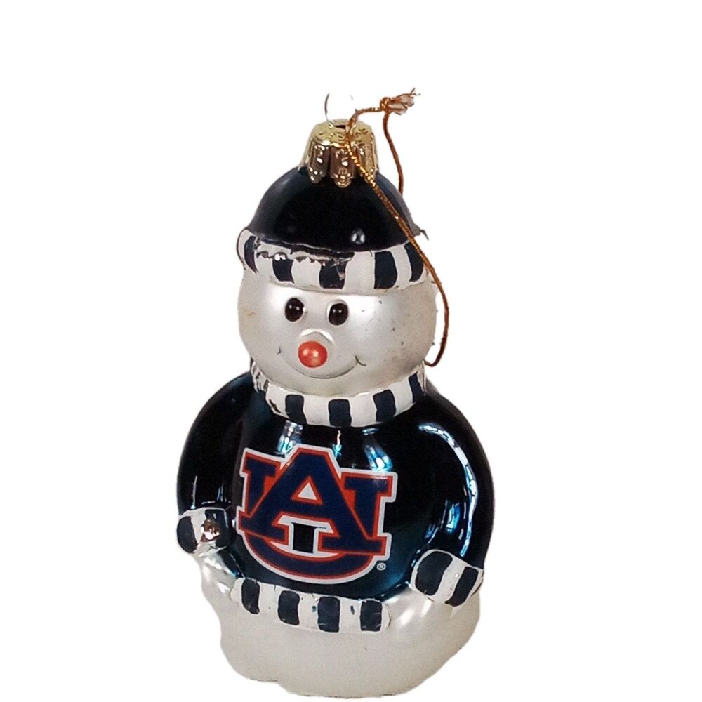Vintage Auburn Tigers War Eagle Snowman Christmas Tree Ornament W  Imperfections